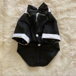 Black tuxedo for small dogs with bow
